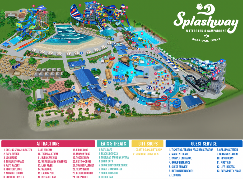 Splashway Waterpark Map Texas Waterpark & Campground