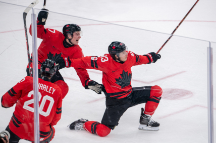 Mitch Marner celebrates after scoring the overtime game-winning goal against Czechia at the 2026 Olympic Games (Photo/Screenshot- BR_OpenIce via Twitter)