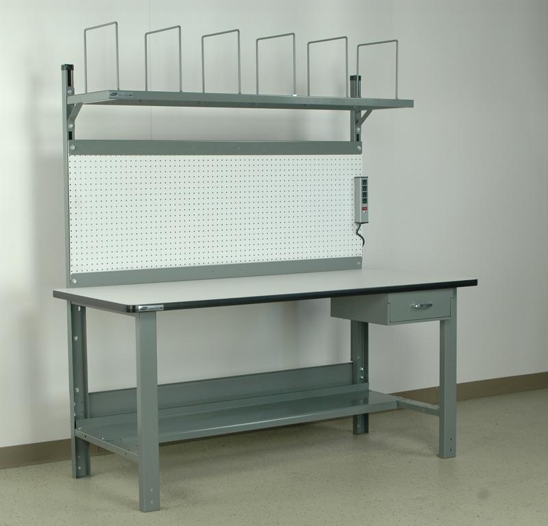 Stackbin Workbenches 36" High Full Width White Pegboard