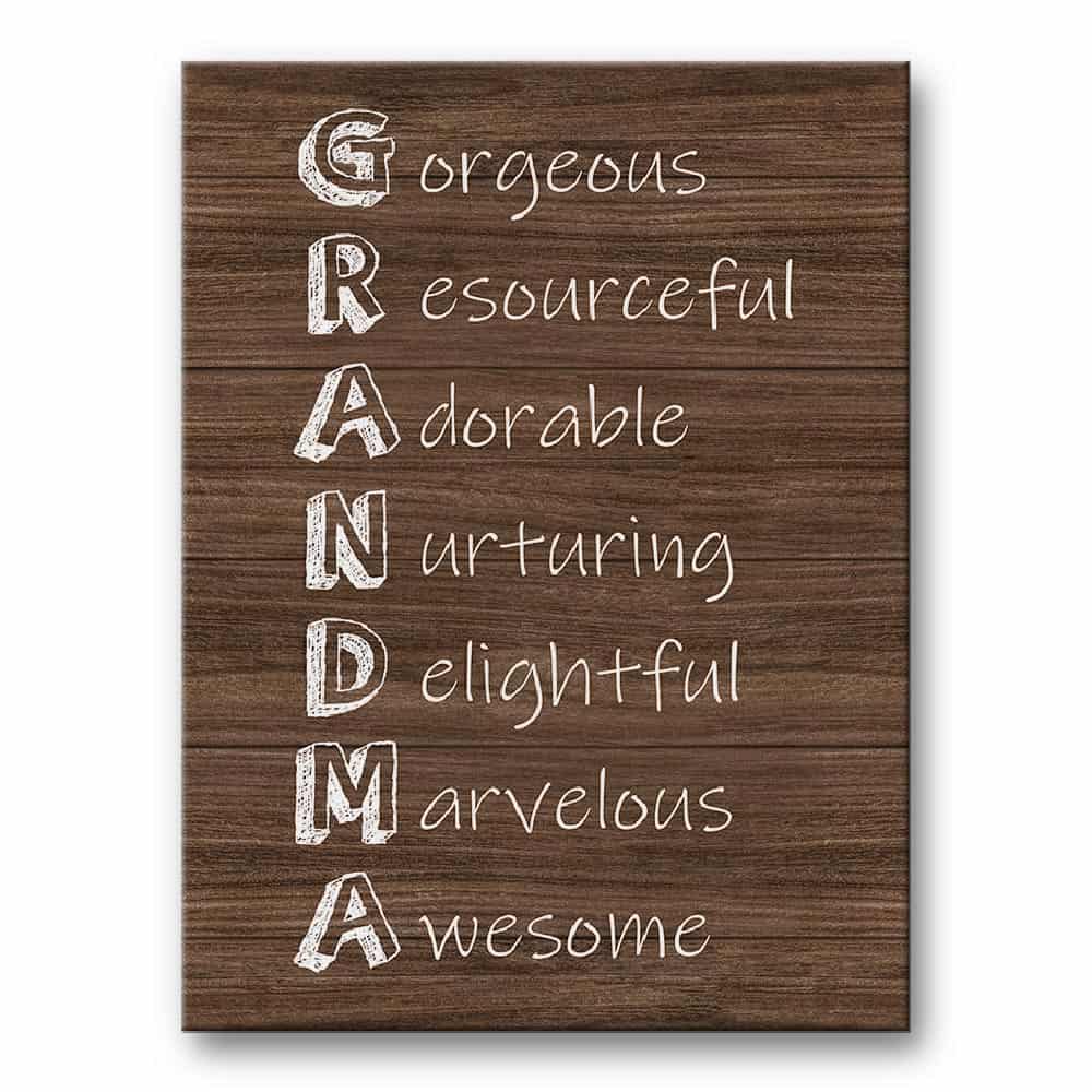 Grandma Acrostic Poem Canvas Print – Gift for Grandma