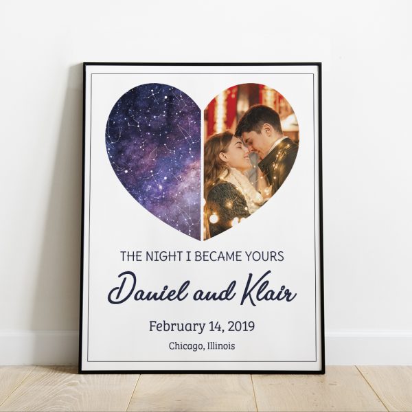 The Night I Became Yours Custom Star Map And Photo Art Print