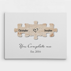 You Complete Me Couple Puzzle Canvas Print