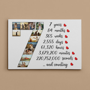 Custom 7 Year Anniversary 11 Photo Collage Canvas Print