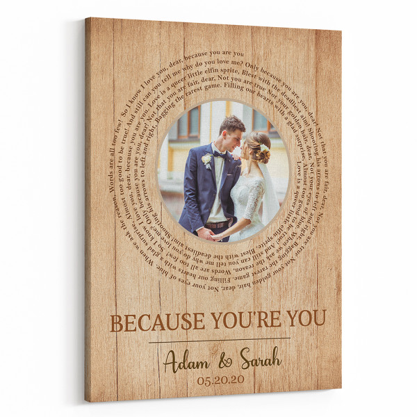 Personalized Spiral Lyric With Couples Image Canvas Print