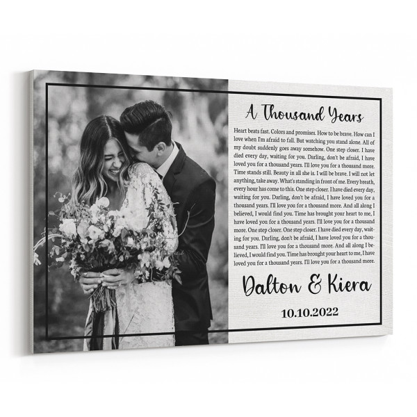 Custom Song Lyrics Photo Framed Canvas Print