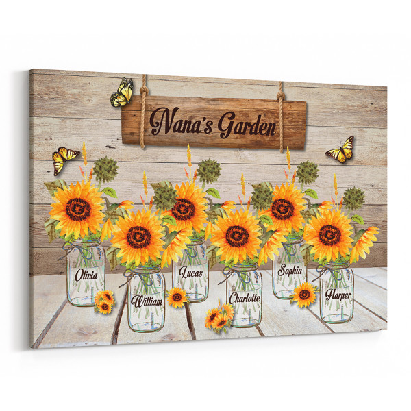 Grandma's Garden Canvas Print With Custom Grandkids Names