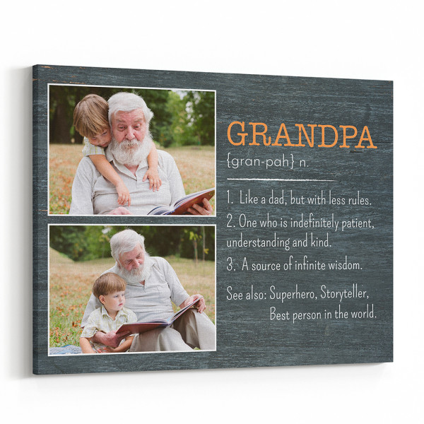 Grandpa Definition Custom Photo Canvas Print - Gift for Grandpa