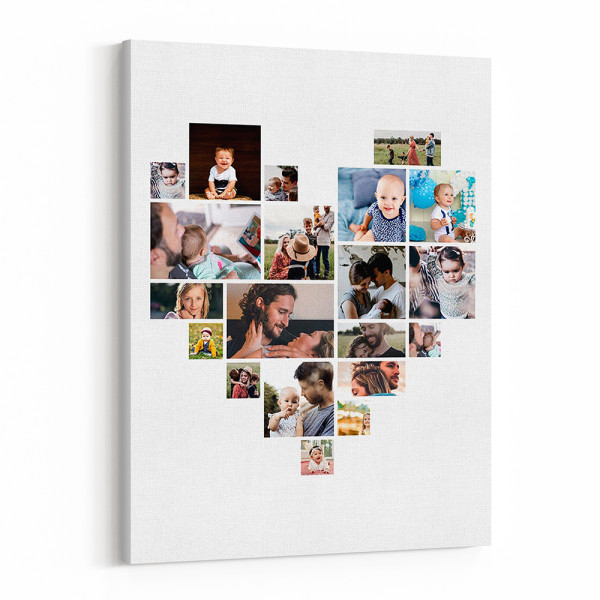 Custom Heart Shaped 20 Photo Collage Canvas Print