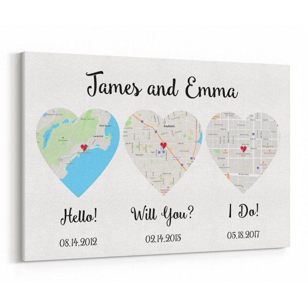 Hello Will You I Do - Standard Style - Map Canvas Print