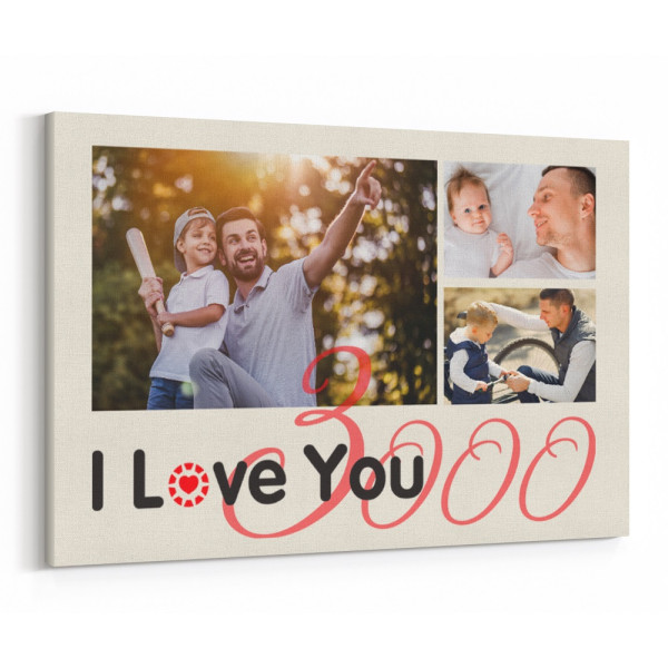 I Love You 3000 Custom Photos Canvas Print