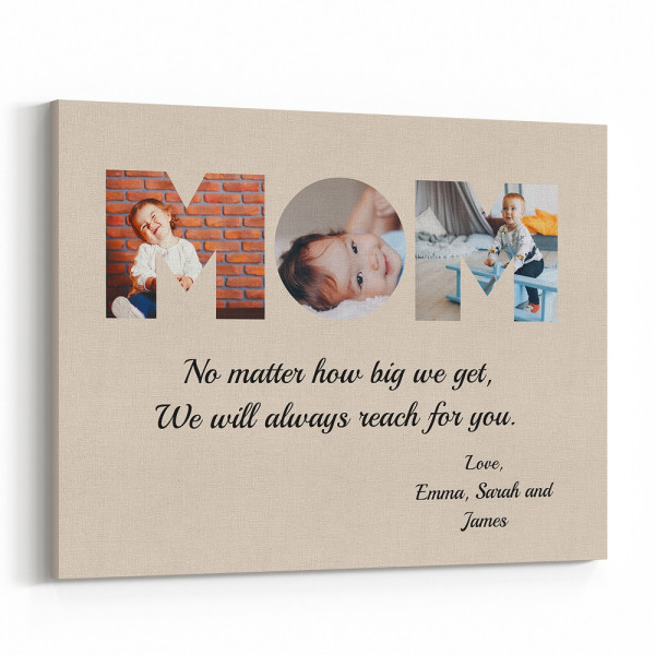 MOM Custom 3 Photos With Quote Canvas Print