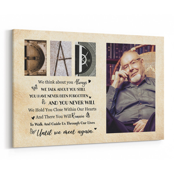 Memorial Gifts For Loss Of Dad Custom Letter Art Canvas Print
