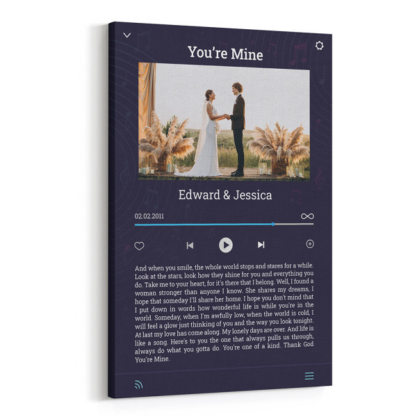 Music Memories Player Custom Song Lyrics Art Canvas Print