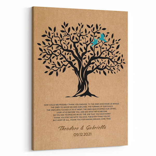 Thank You Parents Tree Canvas Print