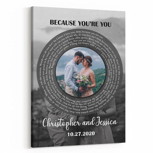 Because You're You Wedding Song Lyrics Custom Canvas Print