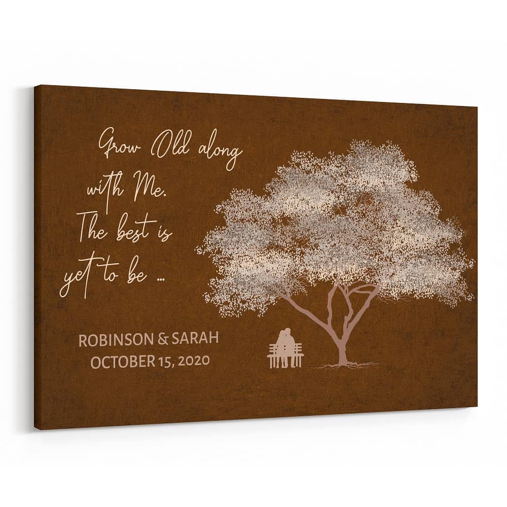 Grow Old With Me Leather Anniversary Custom Canvas Print
