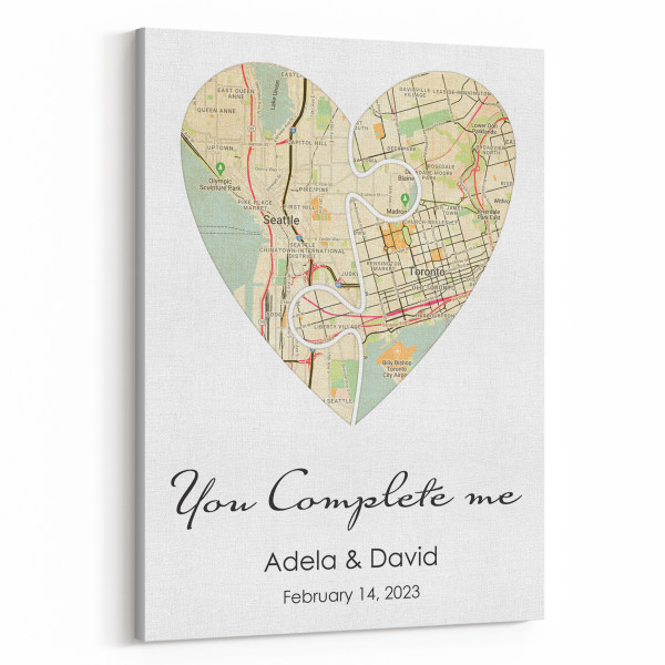 You Complete Me Heart-Shaped Custom Canvas Print