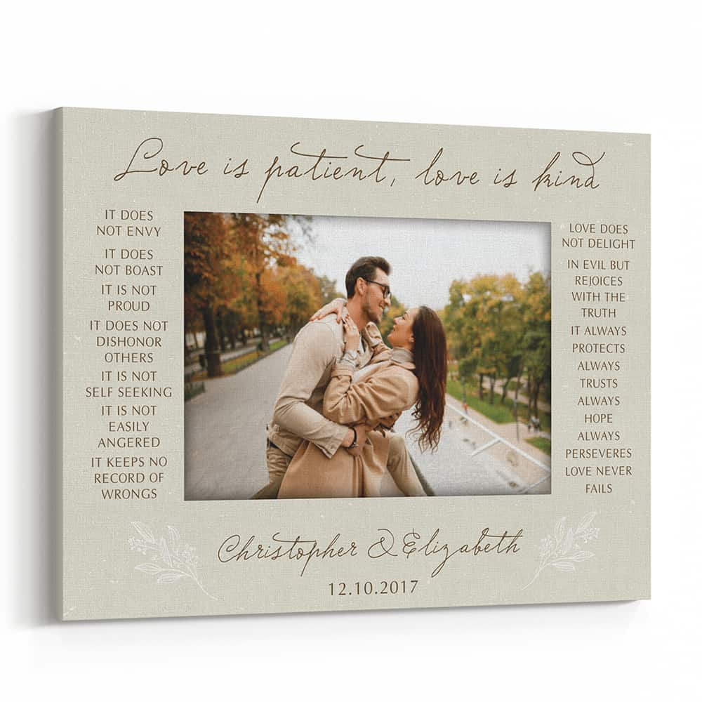Love is Patient, Love is Kind Custom Photo Linen Canvas Print
