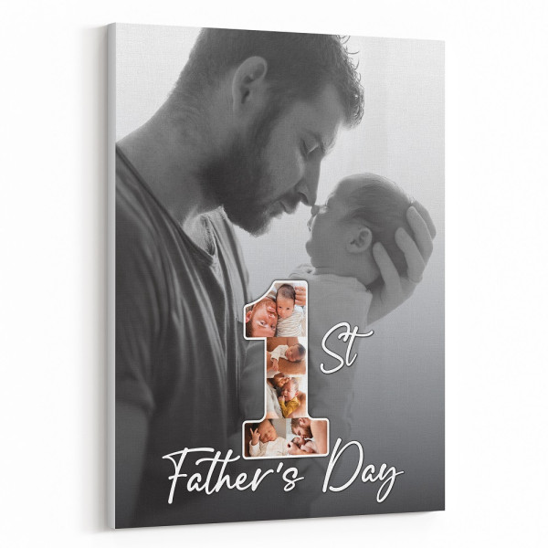 1st Father's Day Photo Collage Canvas Print