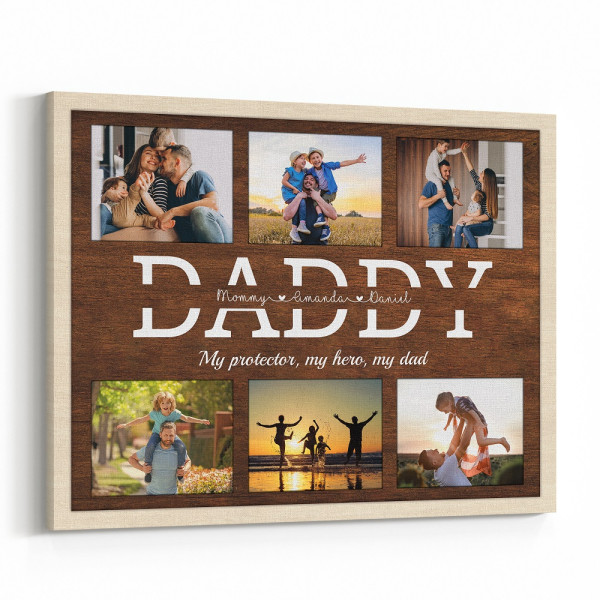 My Protector, My Hero, My Dad Custom Canvas Print
