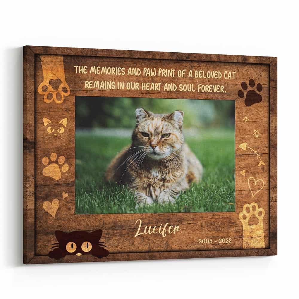 The Memories And Paw Print Of A Beloved Cat Custom Canvas Print