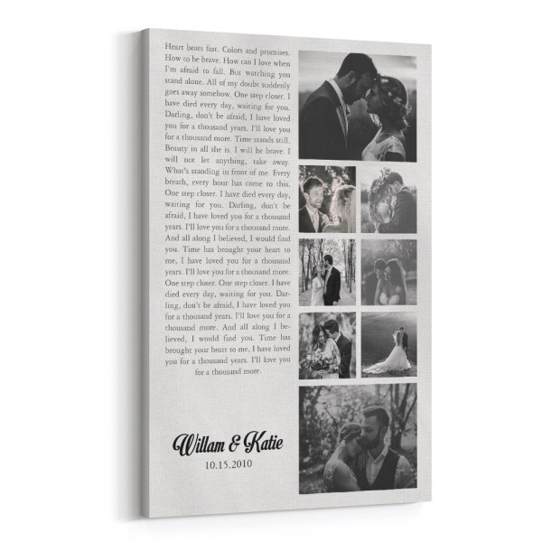 Song Lyrics Custom 9 Photo Collage Anniversary Canvas Print