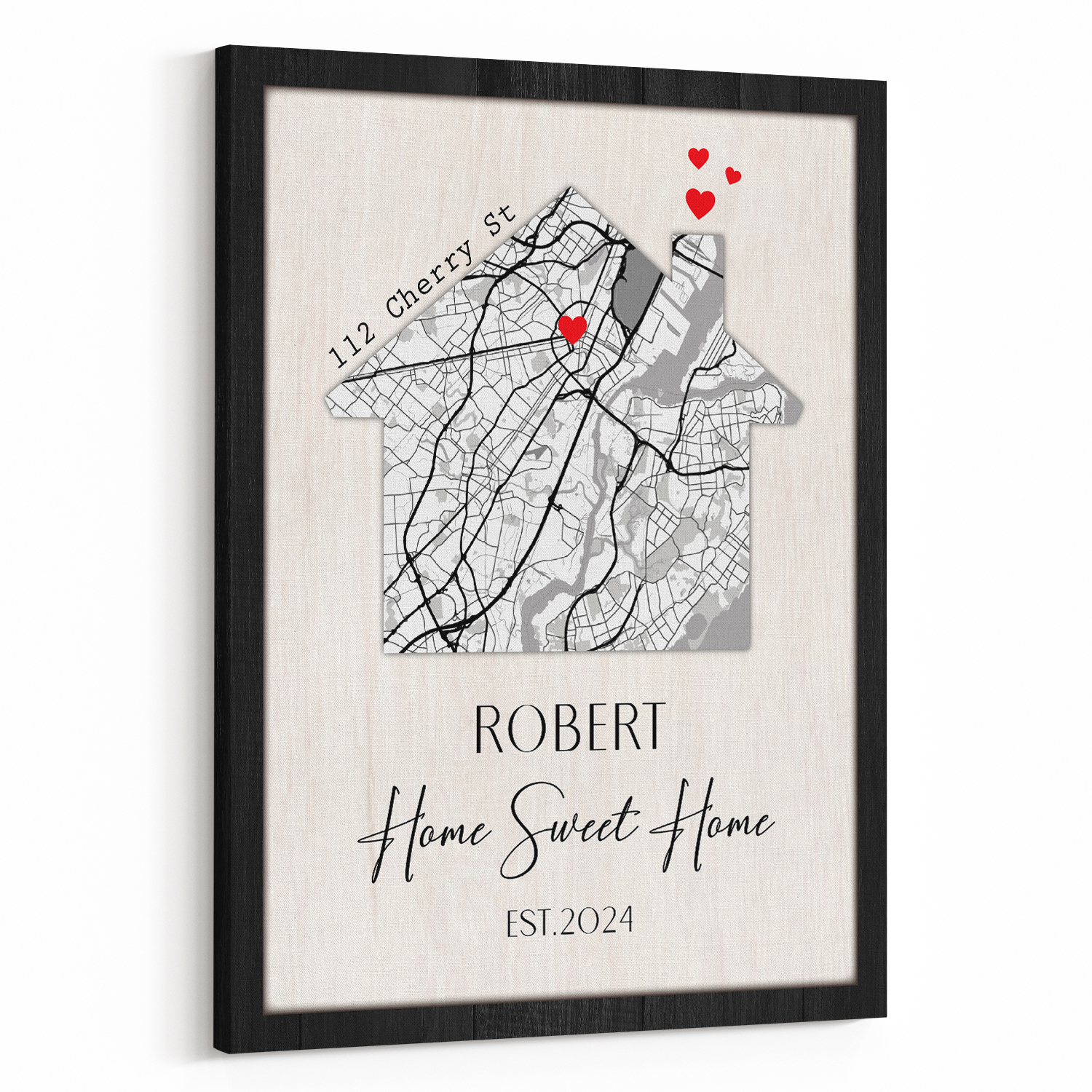 Home Sweet Home Custom Map Canvas Print