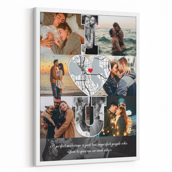 I Love You Photo Collage Map Canvas Prints