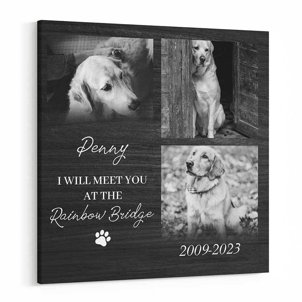 Memorial Pet Canvas Print – Custom Black and White Photo and Text