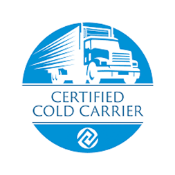 Blue circular logo featuring a truck and 