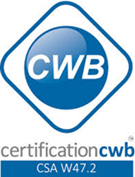 CWB certification logo with CSA W47.2 designation in blue and gray