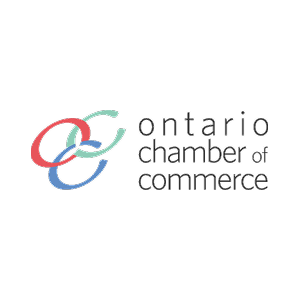 Ontario Chamber of Commerce logo with colorful overlapping letters
