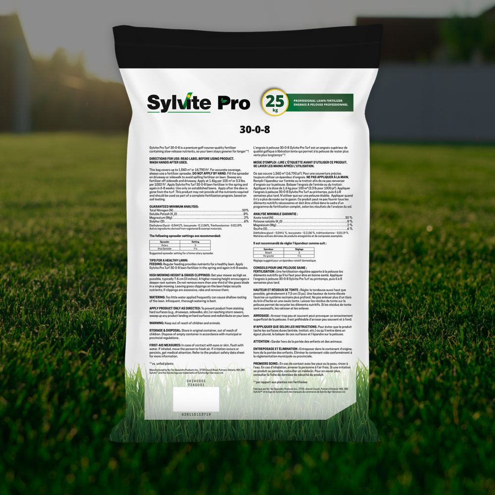 Sylvite Pro Lawn Fertilizer back label