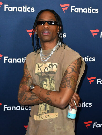 Travis Scott at Michael Rubin's Fanatics Super Bowl Party