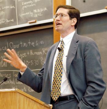 Professor Michael J. Klarman of the University of Virginia School of Law speaks on the first day of Harvard's celebration of the 50th anniversary of the Supreme Court's decision in <i>Brown v. Board of Education</i>.