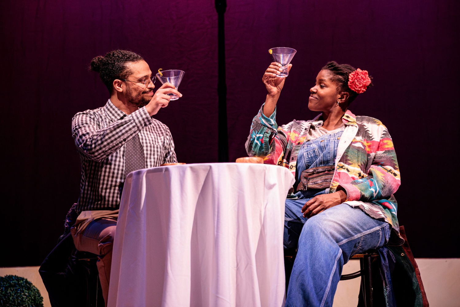 David J. Castillo and Janelle Grace in SpeakEasy Stage's "Primary Trust."