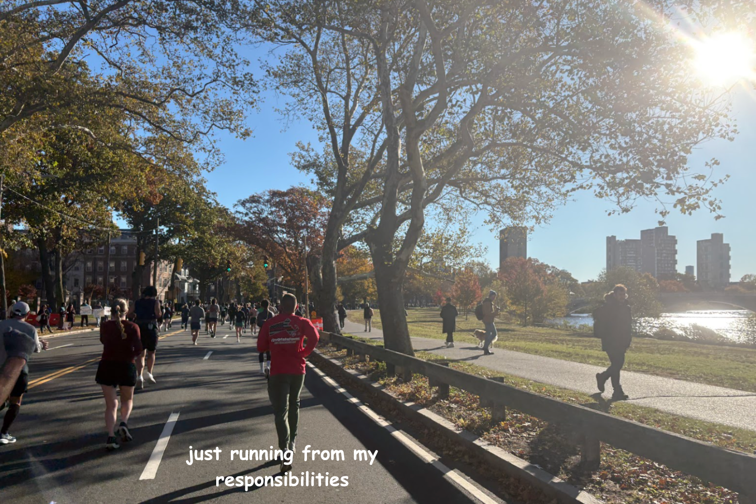 Running by the Charles.