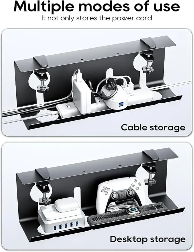 No Drill Under Desk Cable Management Tray