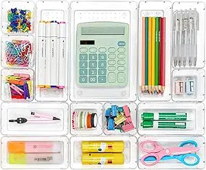 Clear Plastic Drawer Organizers Set 15 PCS
