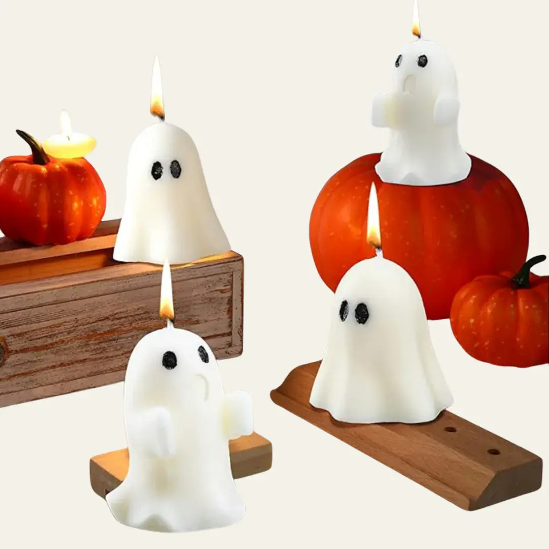 4 Pieces Halloween Ghost Candles Ghost Decor