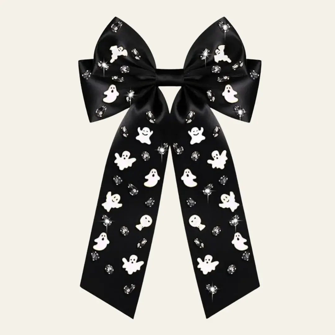 Beaded Ghost Hair Bow Clip