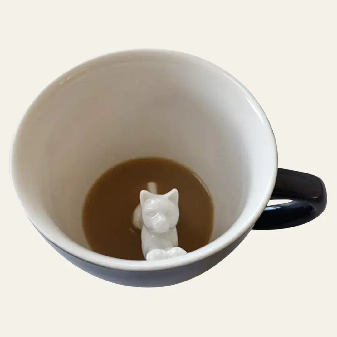 Cat Stretch Ceramic Cup