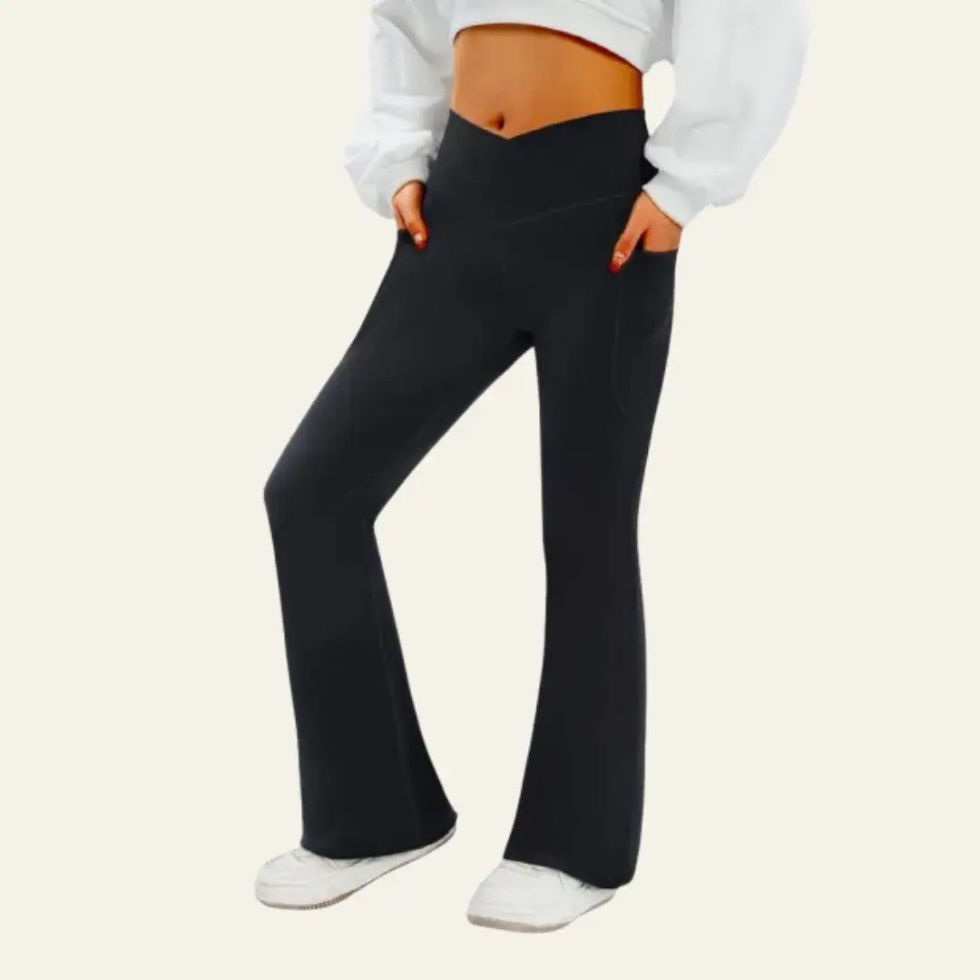 Flare Yoga Pants with Pockets-V Crossover
