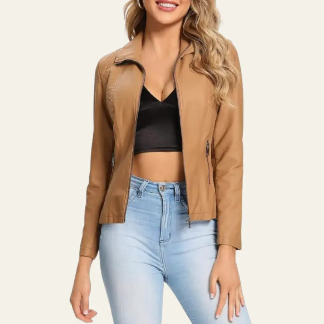 Zip Up Suede Leather Jacket