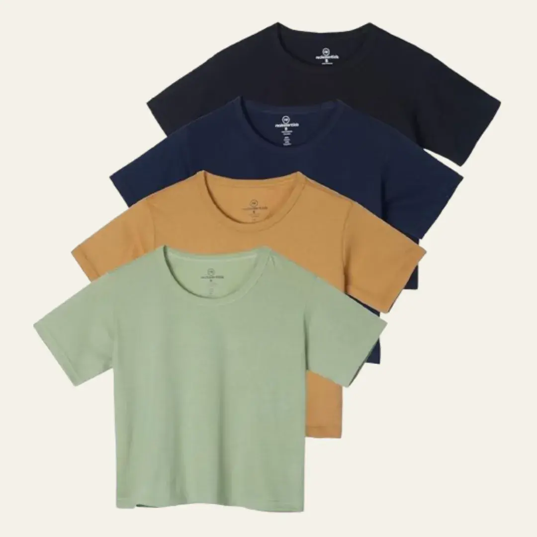 4-pack Cropped Casual Crew Neck T-Shirts
