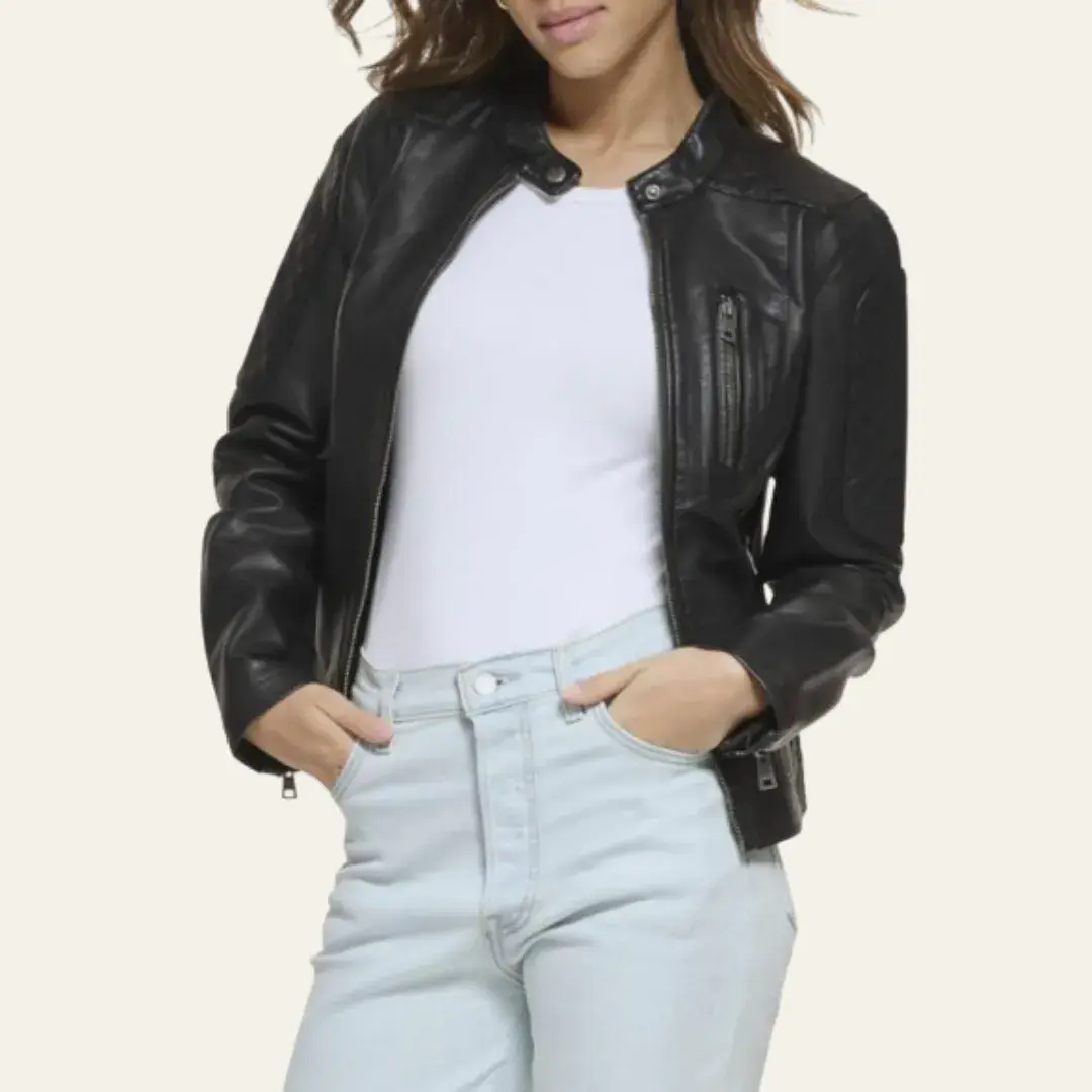 Faux Leather Motocross Racer Jacket