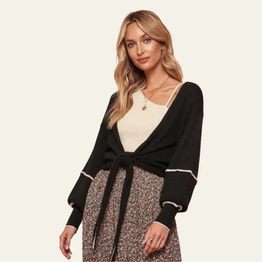 A Textured Knit Cardigan Sweater