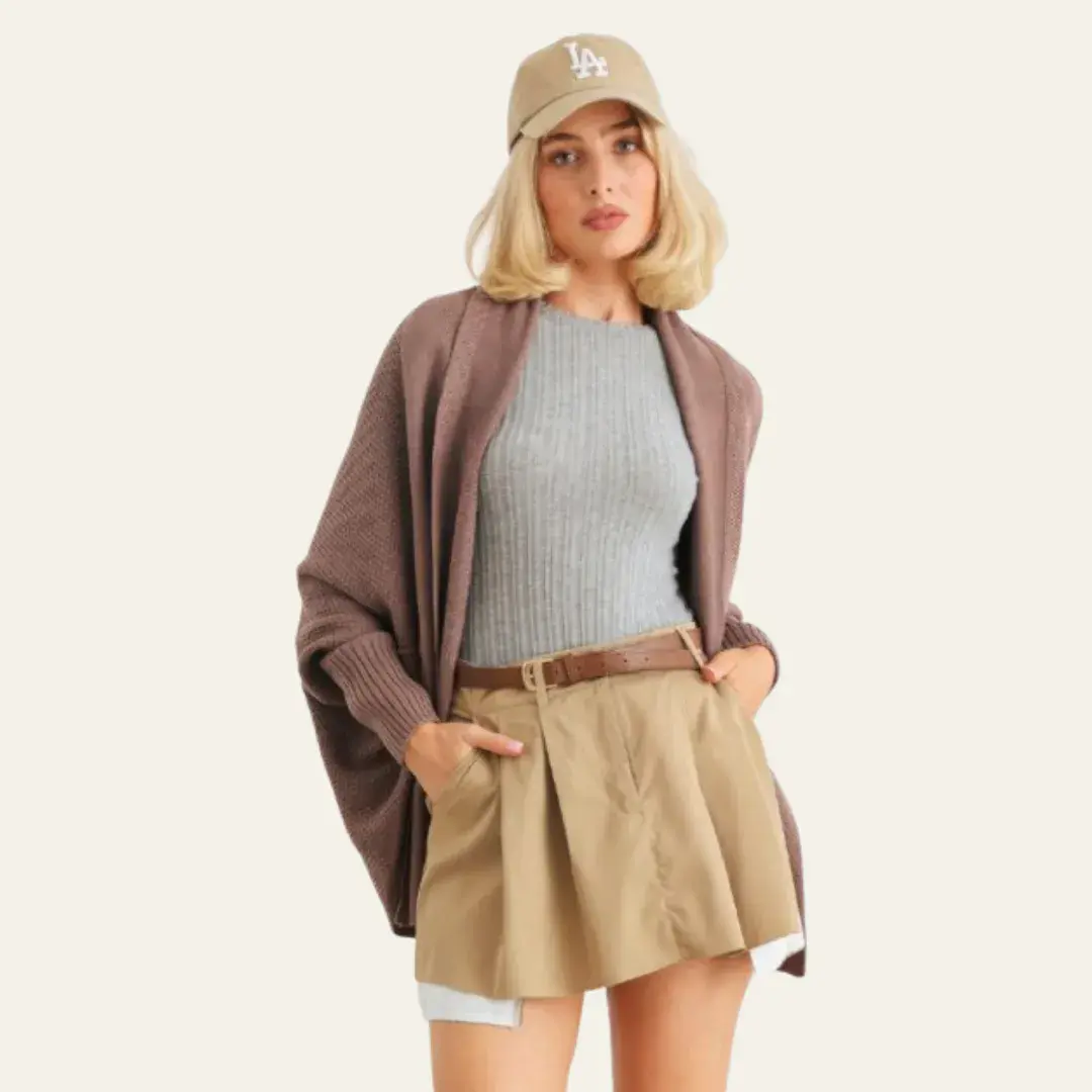 Batwing Sleeve Open Front Cardigan