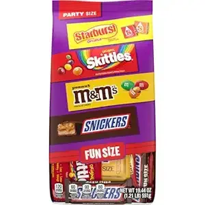 M and M'S Peanut Snickers Starburst and Skittles Fun Size