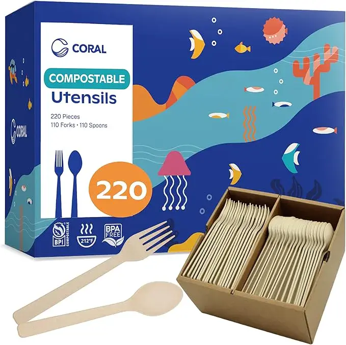 Compostable Spoons and Forks Set